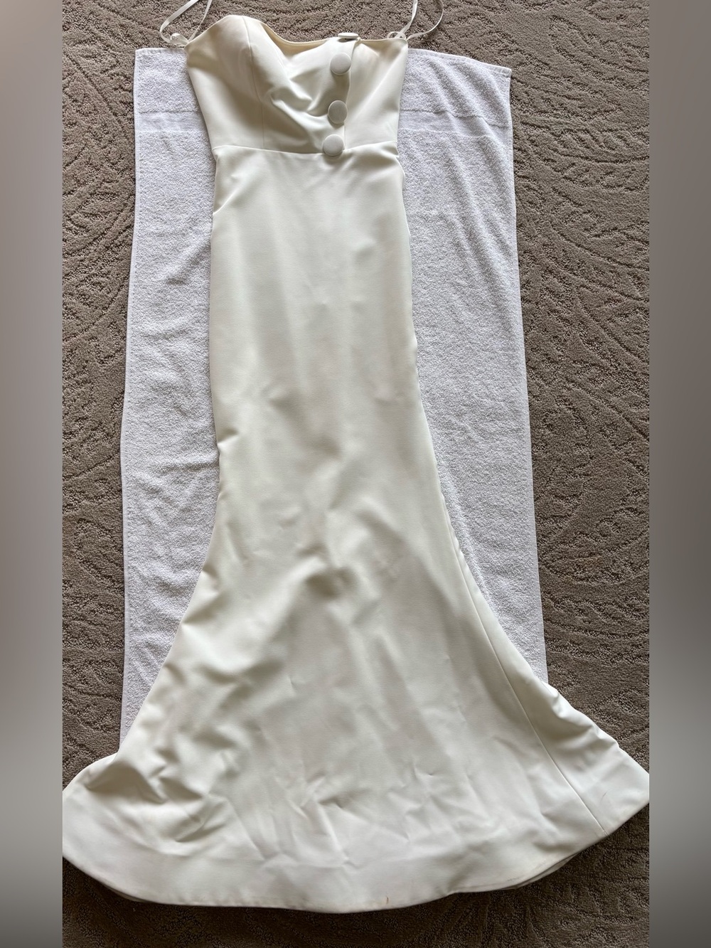 PORTIA & SCARLETT Ivory Strapless Mermaid Dress with Button Detail